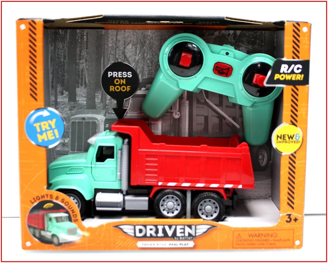 Driven by Battat Radio Control RC DUMP TRUCK - Lights Sounds - 65' Range 🌟NEW🌟