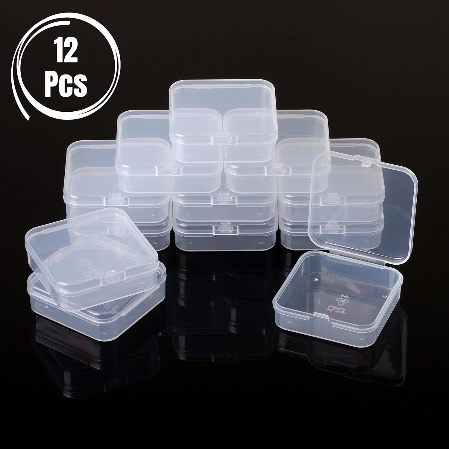 Bead Organizer Box, 12 Pcs, Clear, Small Beads Organizers and Storage Plastic Ca