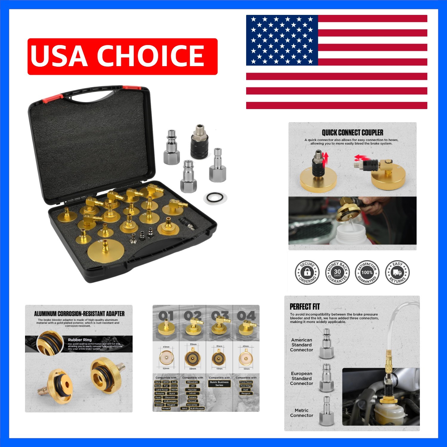 Master Cylinder Bleeder Kit, 20PCS , Aluminum Material, Brake Pressure Bleedi...