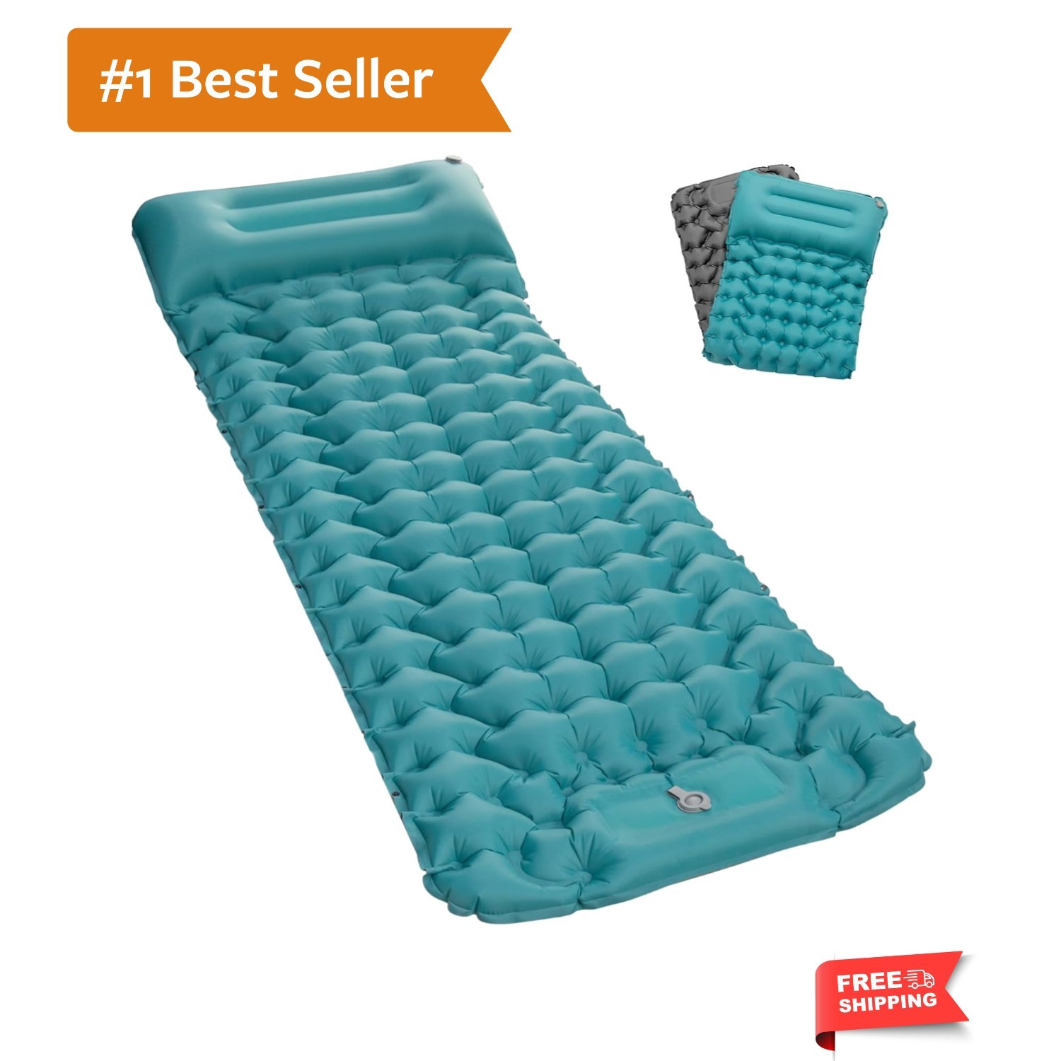 4-Inch Extra Thick Inflatable Sleeping Pad for Camping - Built-in Pump & Pillow
