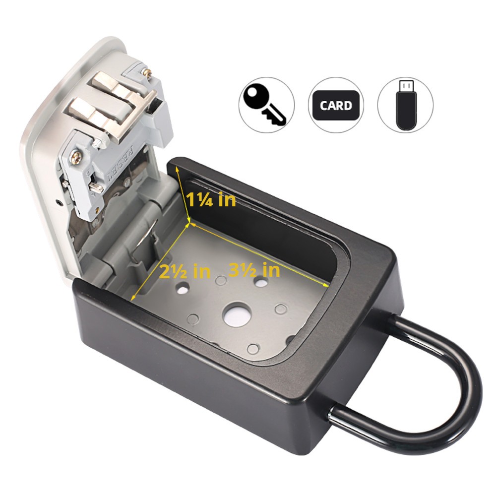 Lock Box Over-the-knob Door Handle Security Safe 4-Digit Combo 6 Key Waterproof