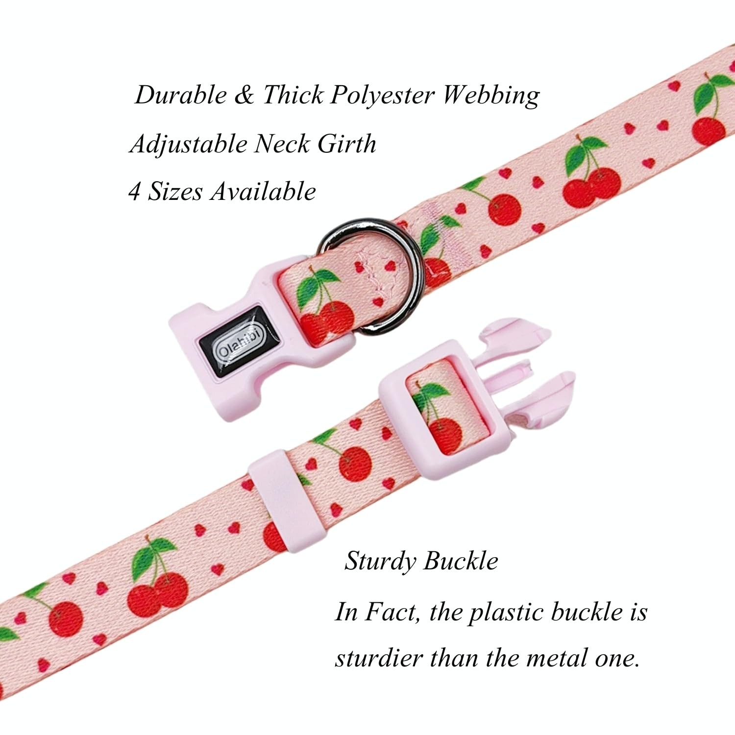Dog Collar Leash Set Fruit Pattern Polyester Material Adjustable Collar and 5...