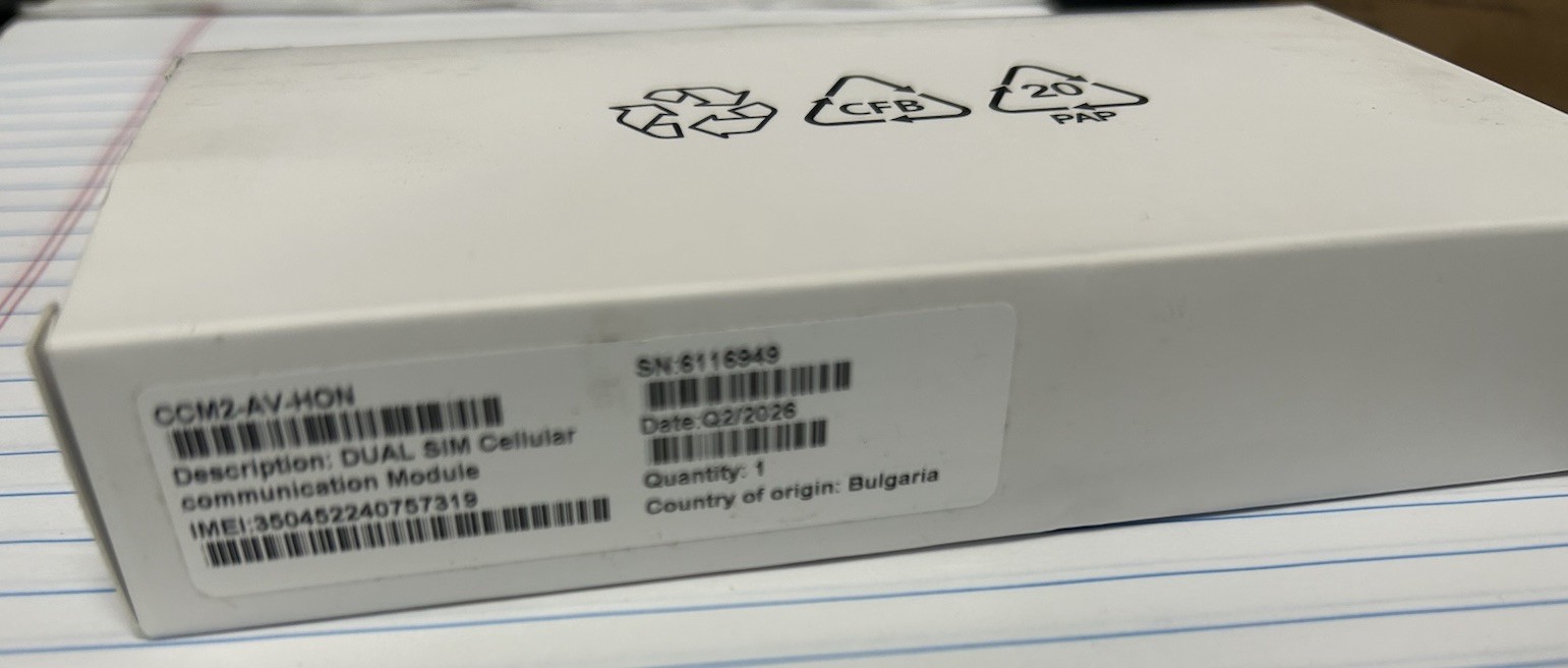 CCM2-AV-HON LTE Cellular Com. Module (Replaces CCM-VZ-HON & CCM-ATT-HON)