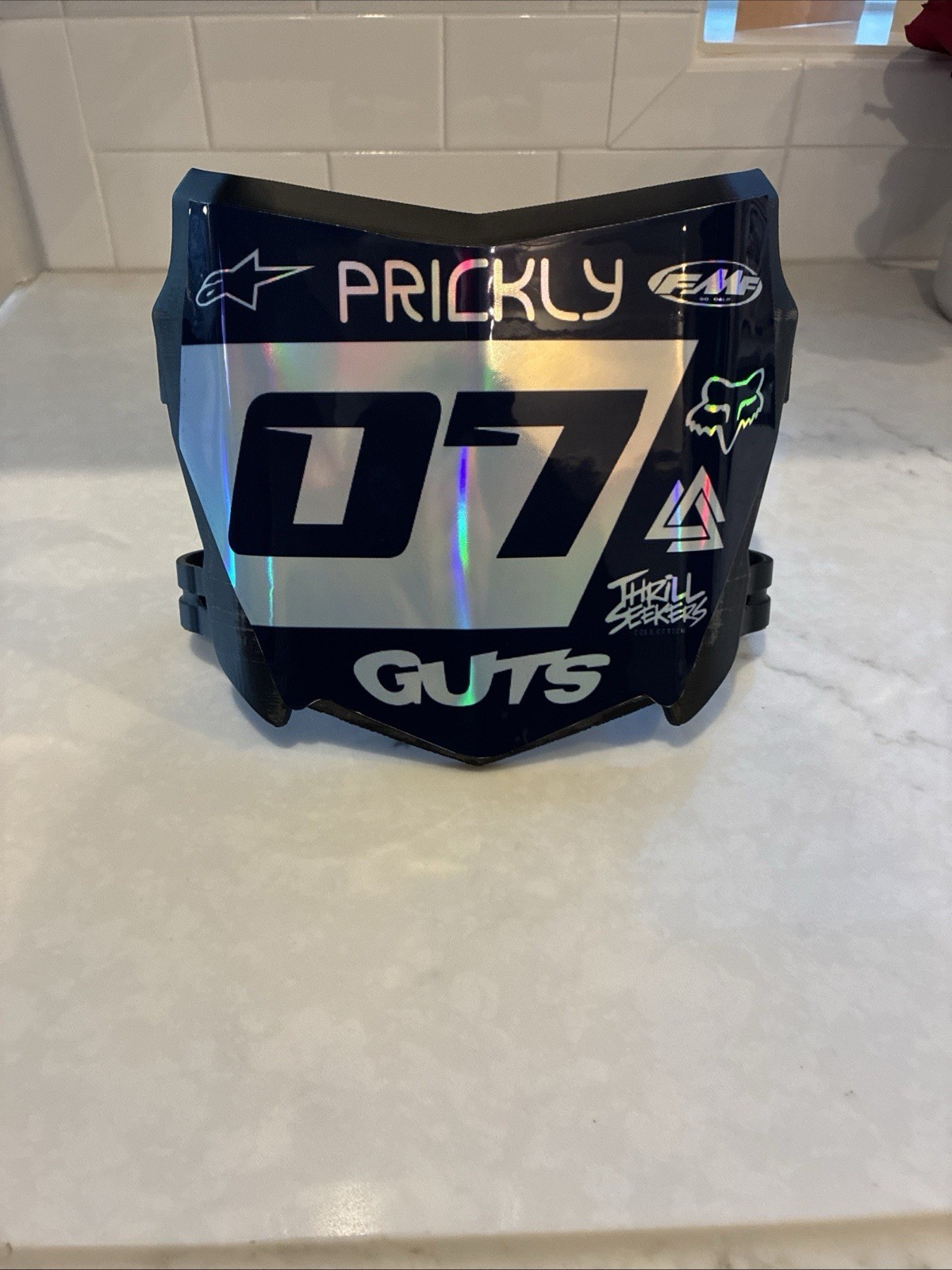 Black MotoCuts Number Plate With Decal