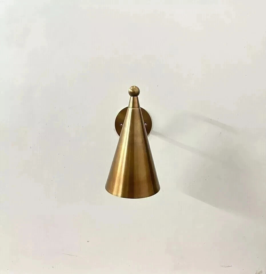 Handcrafted Modern Style Mid Century Raw Brass Wall Lamp Sconce 1 Light