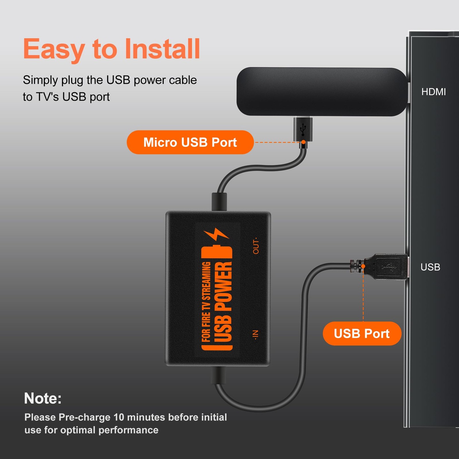Fire Stick Power Adapter, USB Power Cable for Fire TV Stick, Powers Streaming...