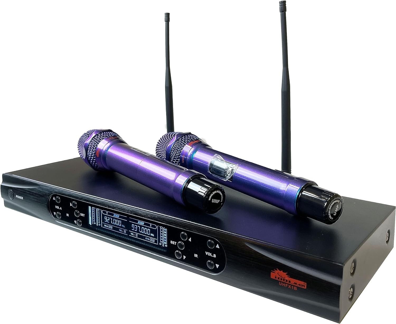 Professional Dual Karaoke Wireless Microphone w/ Anti Feedback - Blue