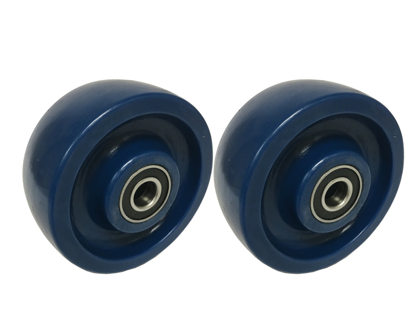 2 Caster Wheels Set 5" Solid Polyurethane on Plastic Wheel With Bearing & Kit