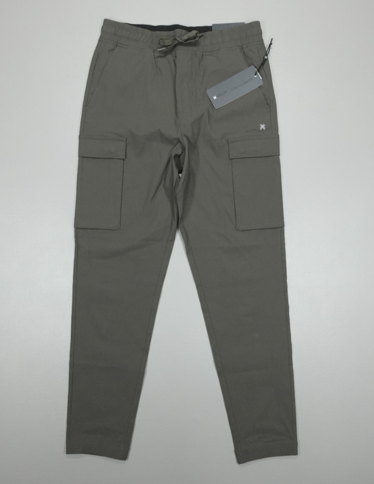 Kenneth Cole Performance Tech Jogger Cargo Tapered Woven Nylon Stretch Asphalt