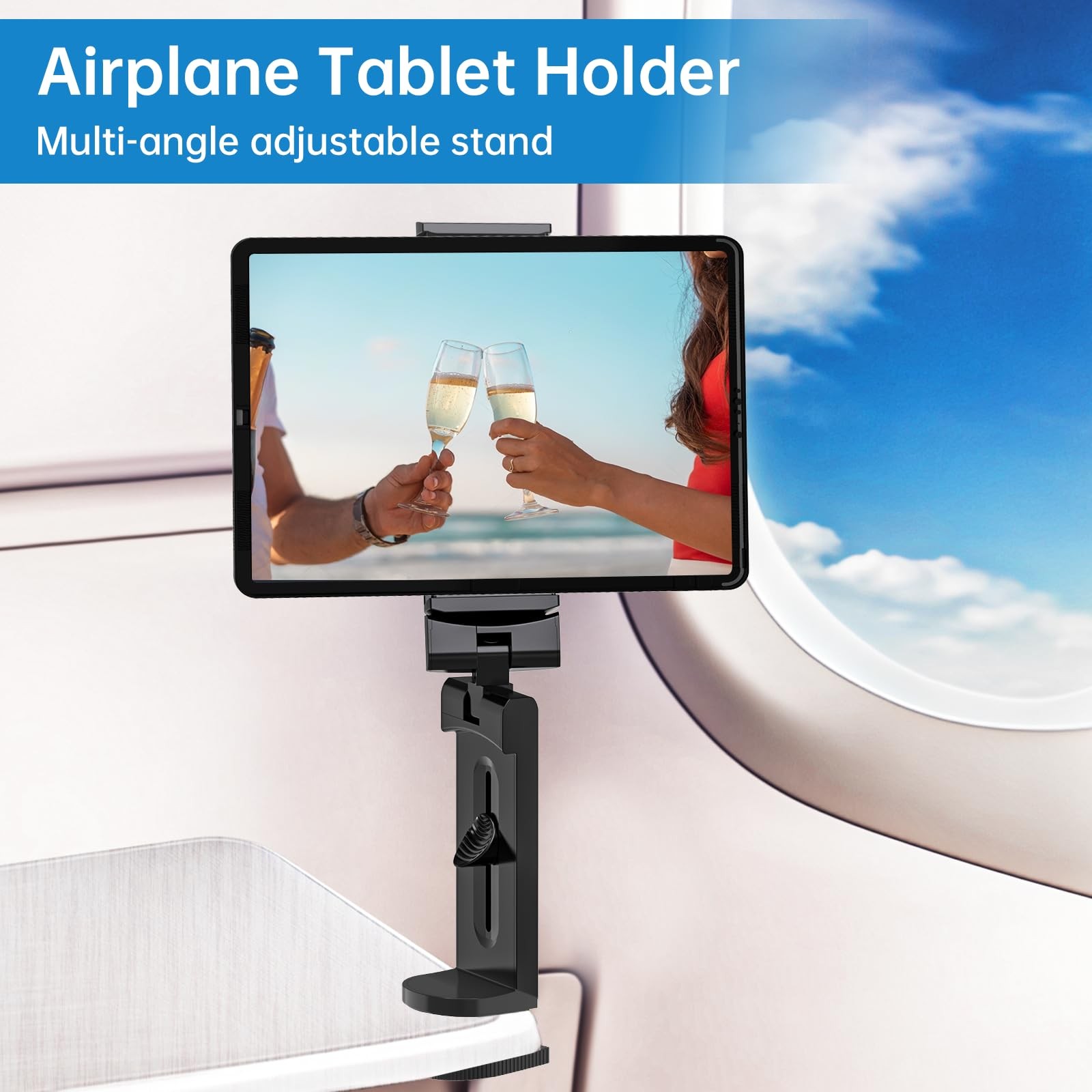 Universal Airplane Holder Mount, Travel Stand, Handsfree Travel with Multi-Di...
