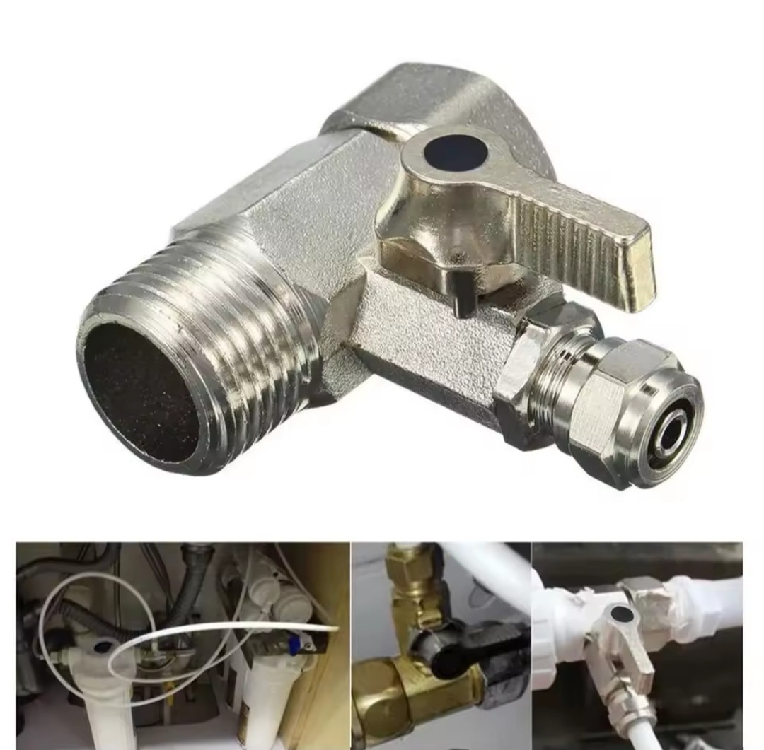 RO Feed Water Filter Purifier Adapter 1/2'' to 1/4'' Ball Valv Faucet Tap SaS.KF