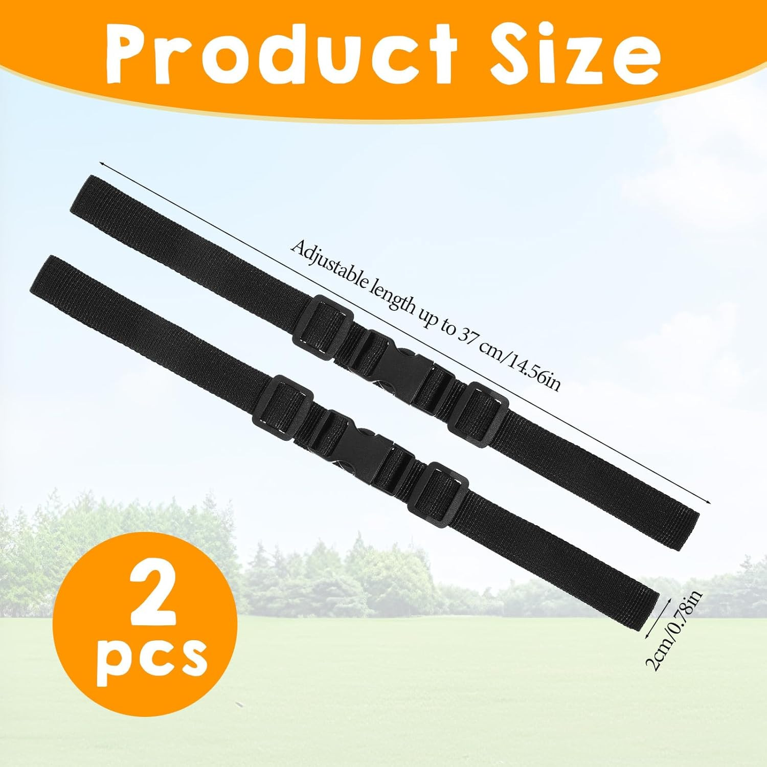2 Pack Adjustable Backpack Chest Strap, Sternum Straps for Backpacks, Black