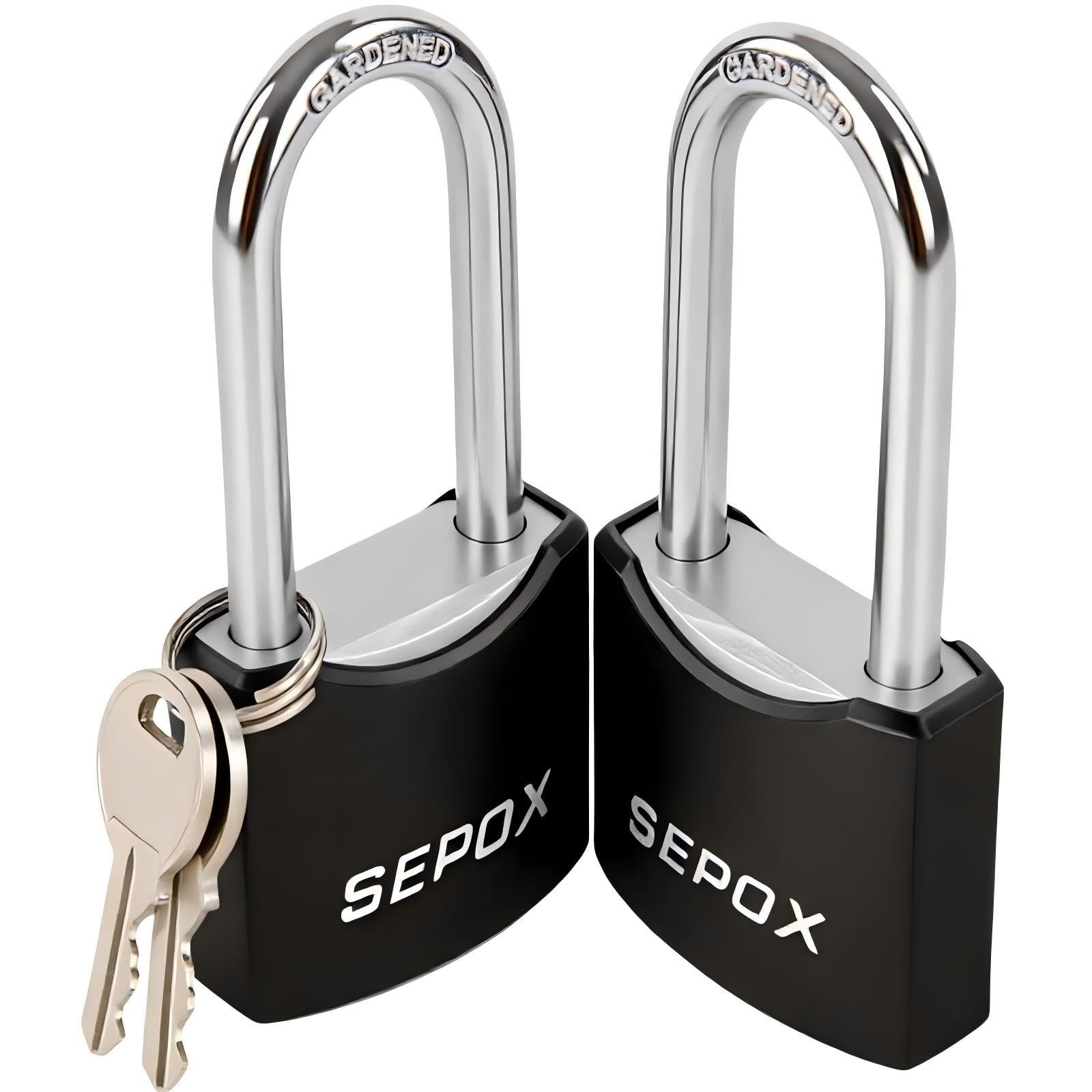 SEPOX® 2-Pack Heavy Duty Outdoor Padlocks, Keyed Alike – 1-9/16" Soli