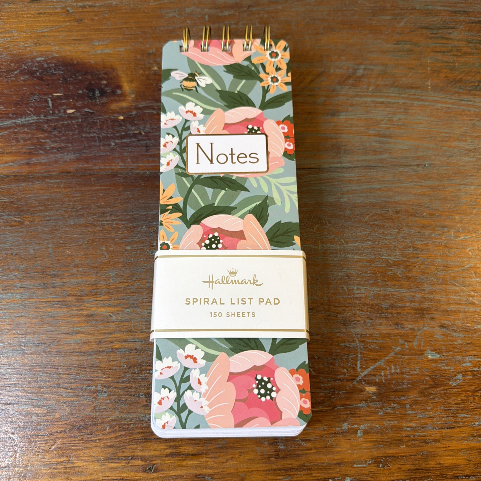 Hallmark Floral Spiral List Pad. 150 Sheets. New With Tags.