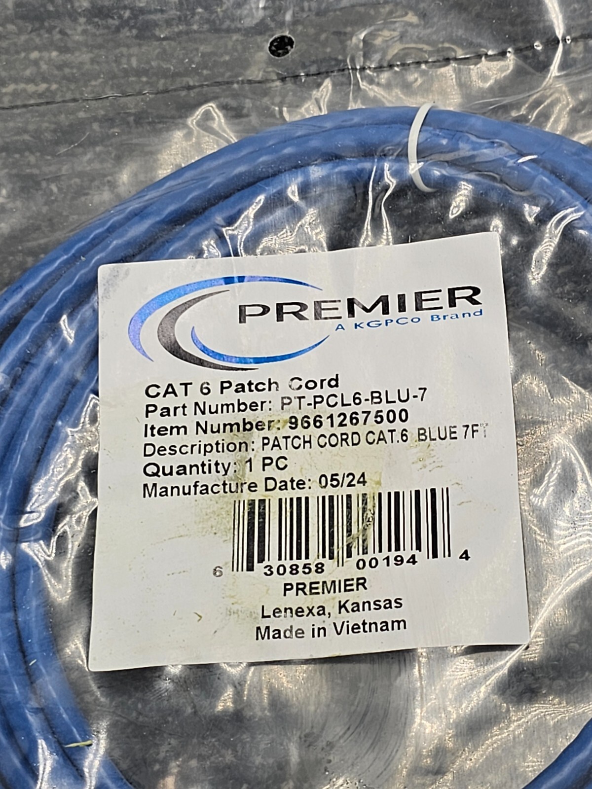(QTY 5) Premier PT-PCL6-BLU-7 CAT6 Patch Cord Cable 7FT BLUE
