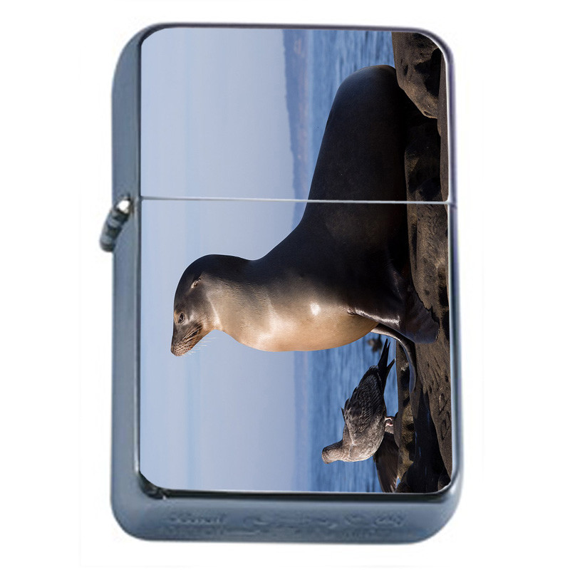 Sea Life D7 Flip Top Oil Lighter Wind Resistant