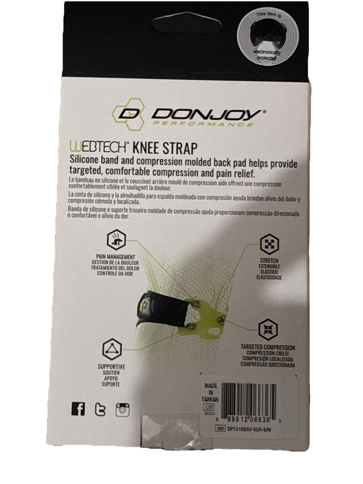 DonJoy Performance Webtech Knee Strap. Support Level: MID, Size: S/M