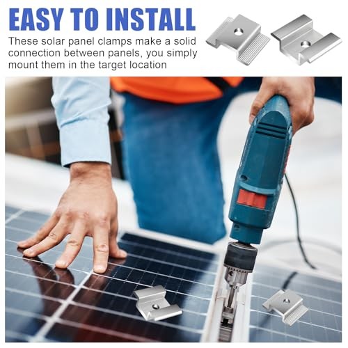 42 Pack Solar Panel Mid Clamps, Solar Panel Clamps Bulk, Solar Panel Bracket