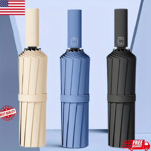 1PC 24-Bone Reinforced Windproof Umbrella – UV Protection Business & Travel