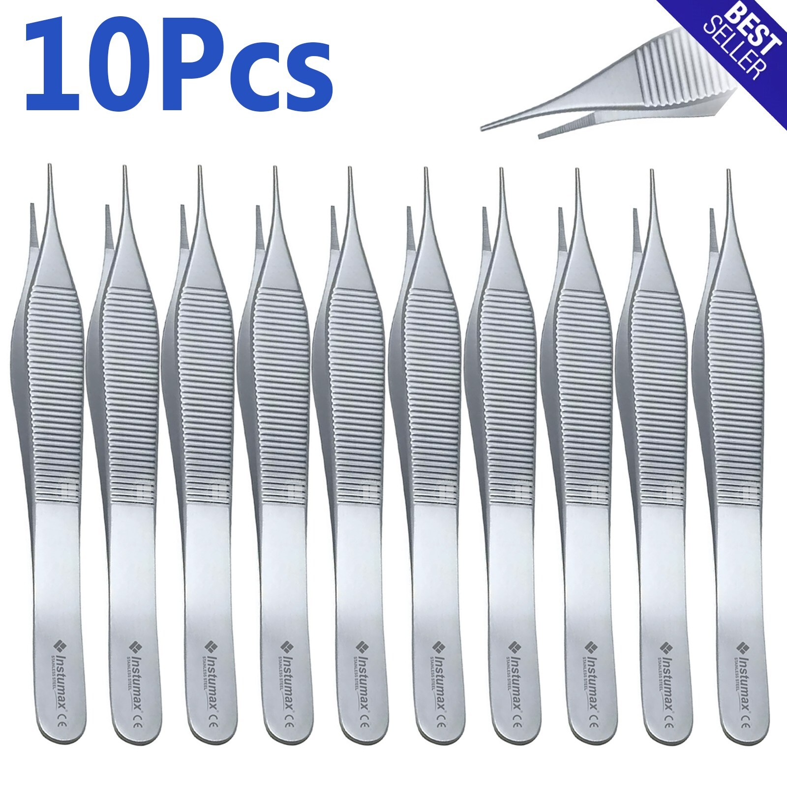 10pcs Adson Tissue Forceps teeth Tip Surgical Dental Instruments INSTUMAX®