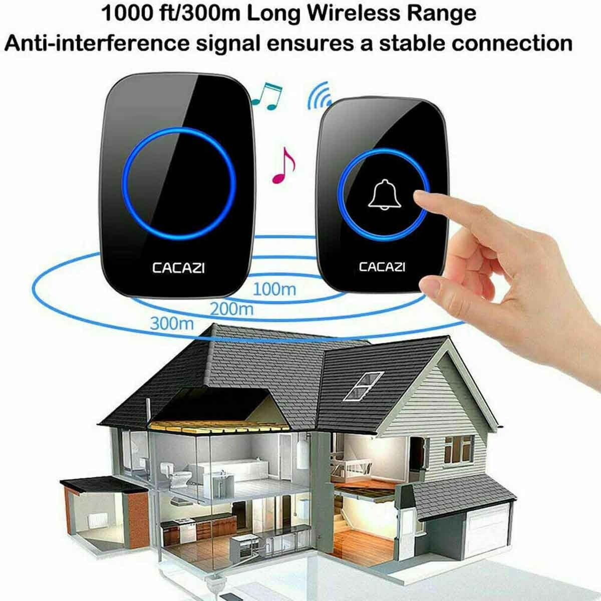 Wireless Doorbell Plug-In LED Lights Waterproof Long Range Receiver Remote LOUD