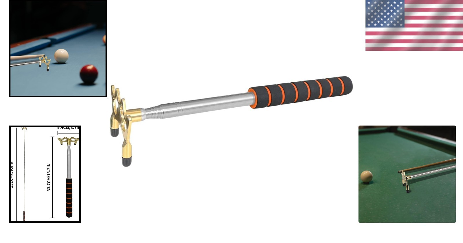 Versatile Billiard Cue Stick Bridge - Length Adjustable from 32cm to 59cm