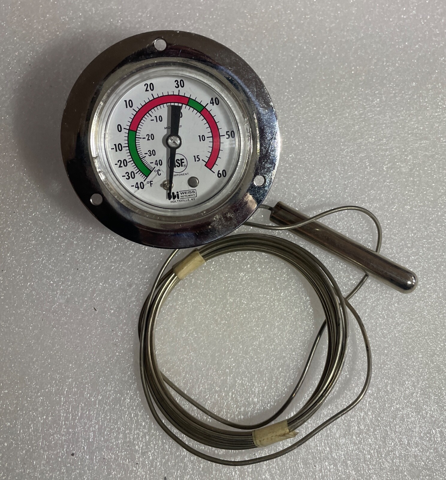 WEISS Analog Panel Mount Thermometer: -40° to 60°F/-40° to 15°C,  2 in