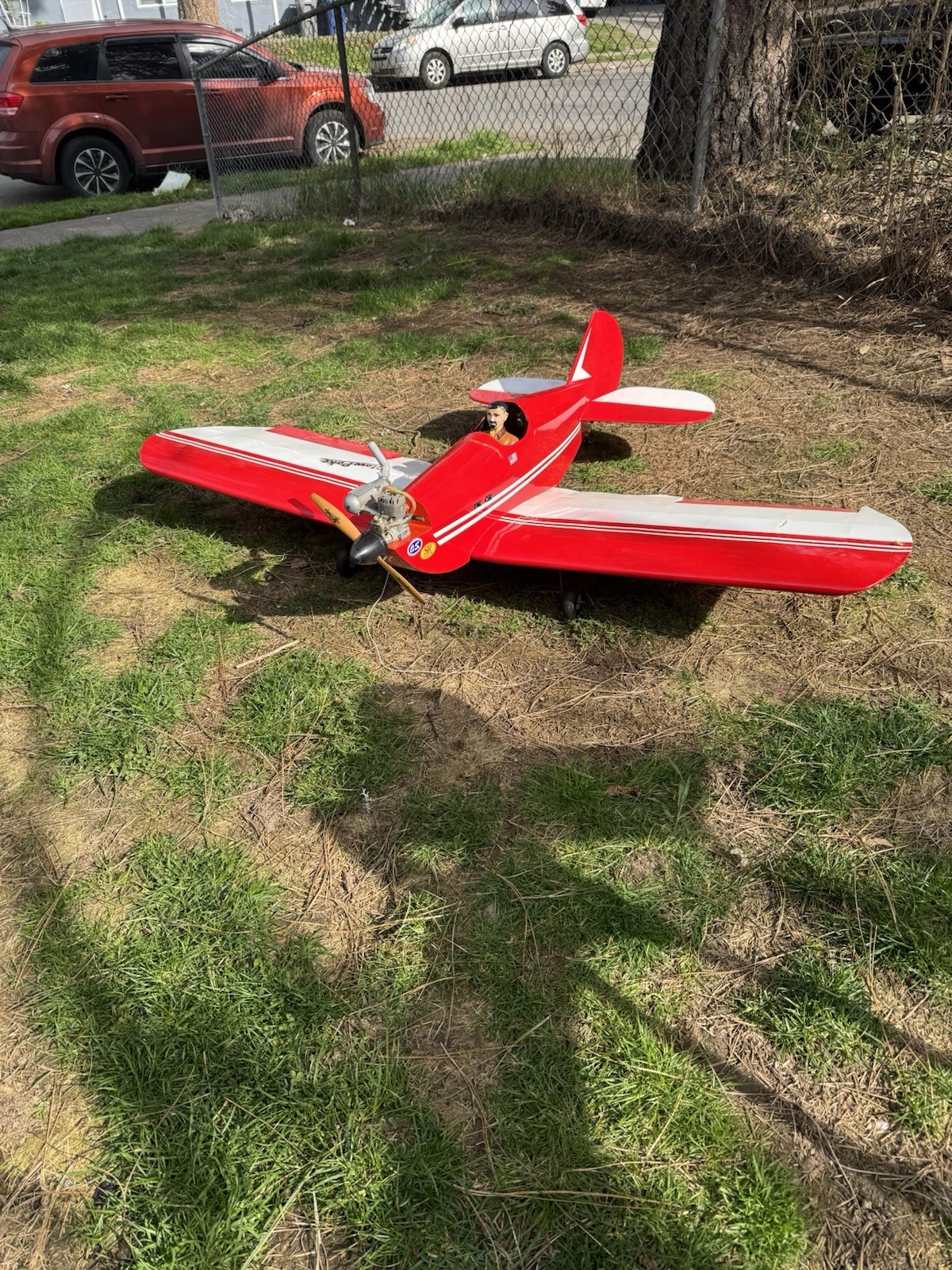 Radio Controlled Fuel Airplane With Servos And Engine. No Radio