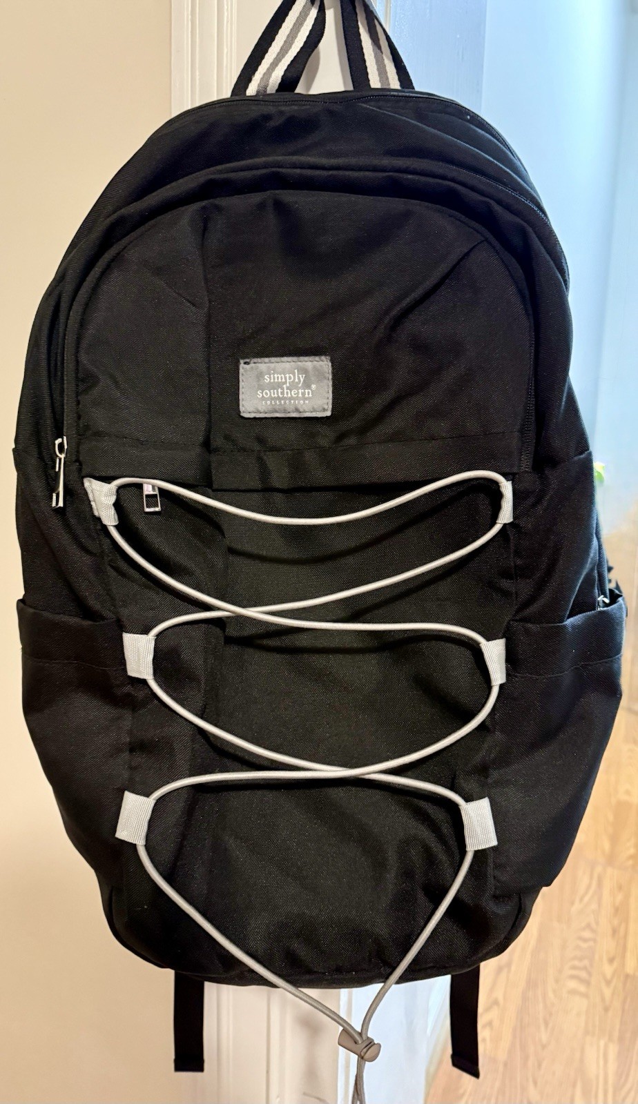 Simply Southern Collection Large Black Nylon Backpack, 8+ Pockets