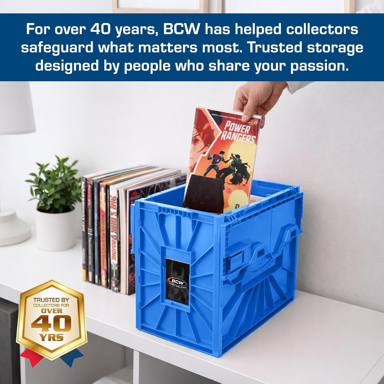 Stackable Comic Book Storage Bins - 2 Pack, Holds 150 Comics, Acid-Free, Blue