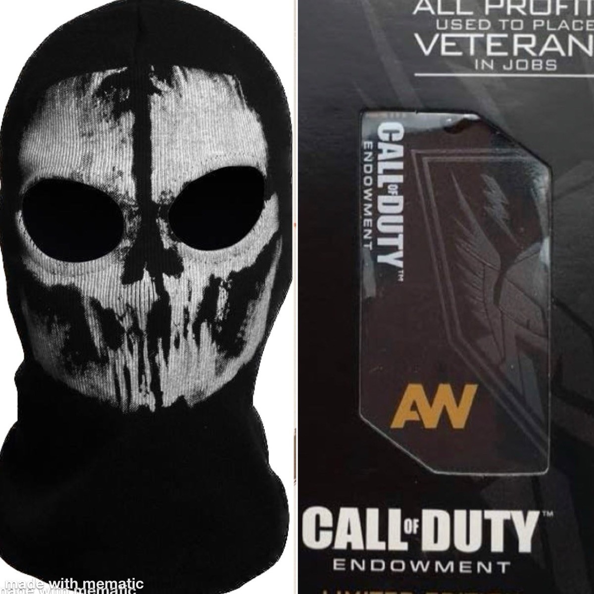 ADULT MERRICK GHOST FULL FACE MASK SKI HOOD+ACTIVISION CALL OF DUTY DOG TAGS