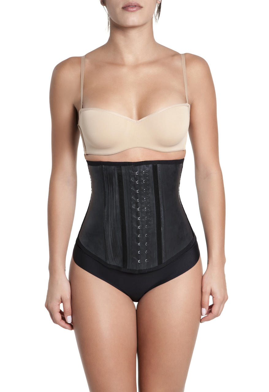 Sport Waist Cincher Girdle Latex Shapewear Black Brazilian Workout Diva Fit 62CC