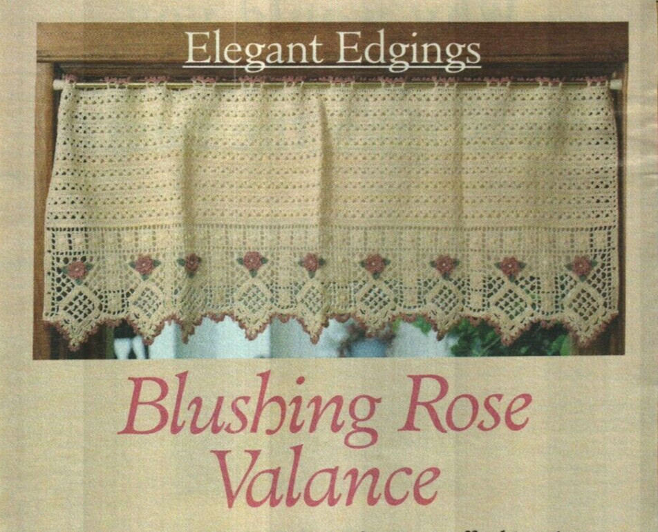 BLUSHING ROSE VALANCE CURTAIN HOME DECOR CROCHET PATTERN INSTRUCTIONS