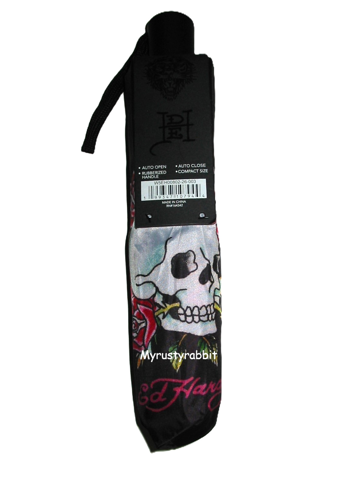 Ed Hardy Compact Umbrella Auto Open / Rubberized Handle - U Choose Design