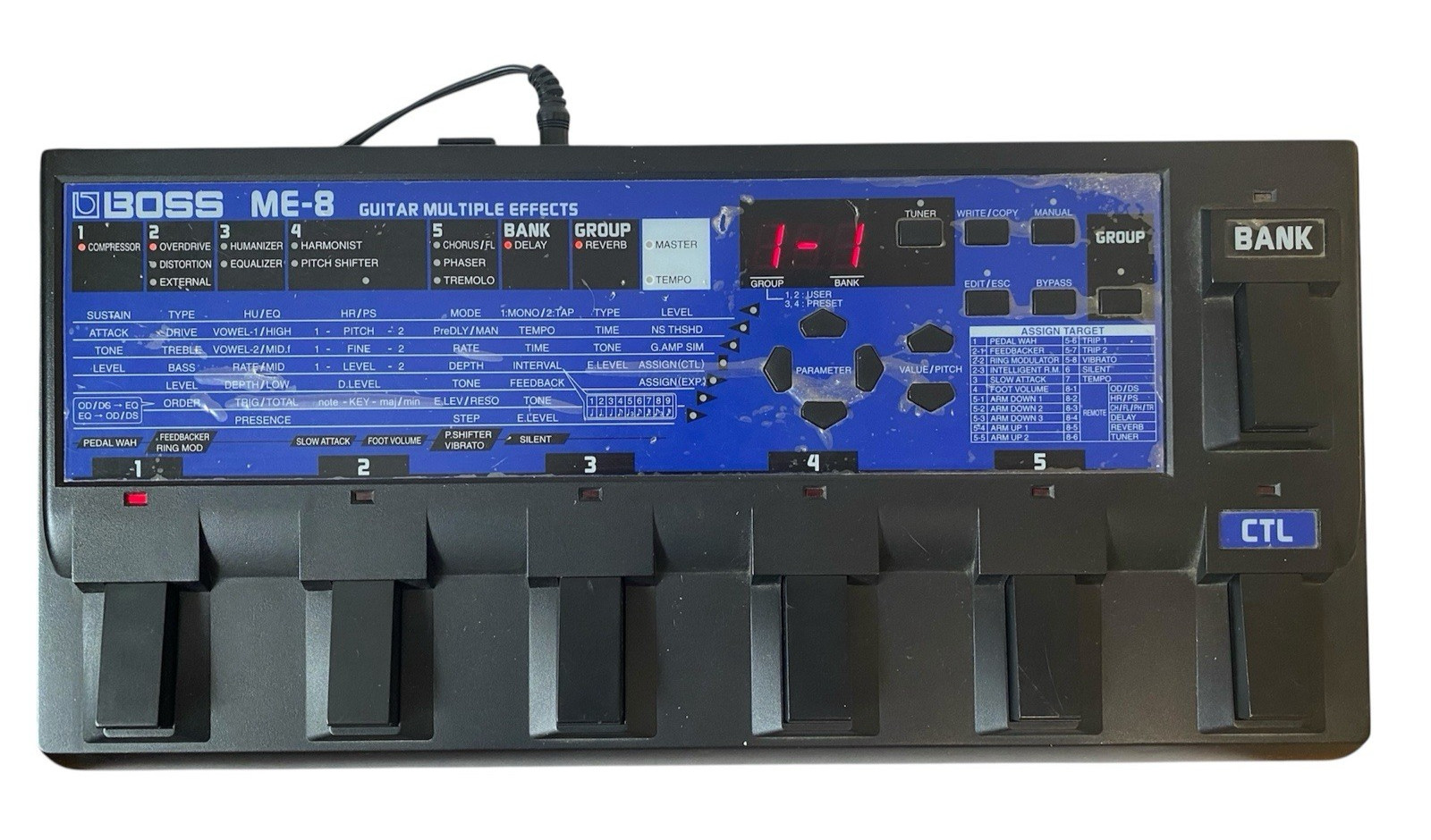 BOSS ME-8 Guitar Multiple Effects Distortion Chorus Effects Unit w/ AC Adapter
