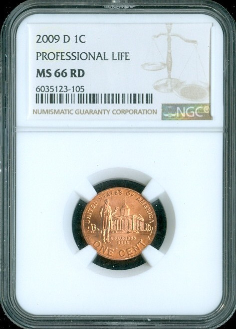 2009 D LINCOLN PROFESSIONAL LIFE CENT NGC MS66 RD  .
