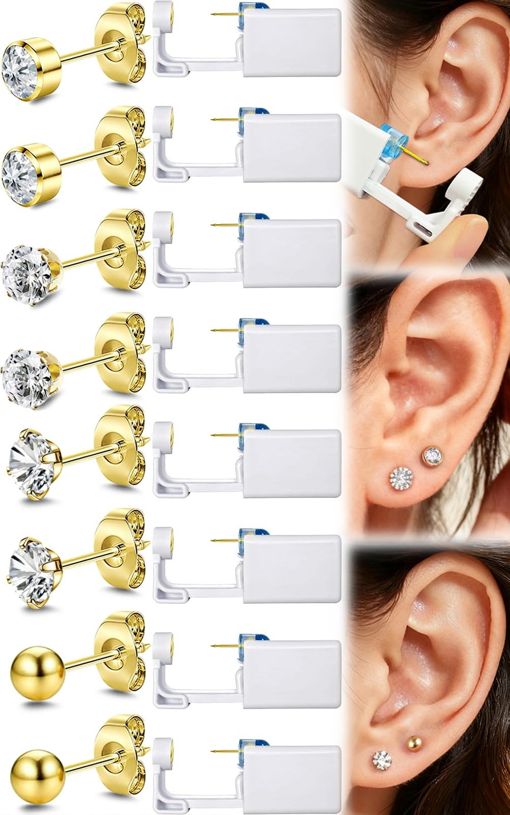 TKKUY 24 Pcs Ear Piercing Kit Disposable Gun 8 Self...