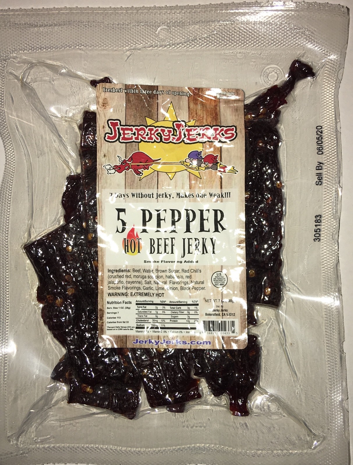 5 Pepper Extreme Hot Beef Jerky