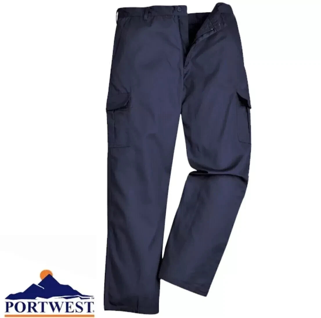Portwest C701 Mens Cargo Combat Navy Cotton Work Trousers Pants Size 34" Leg 33"