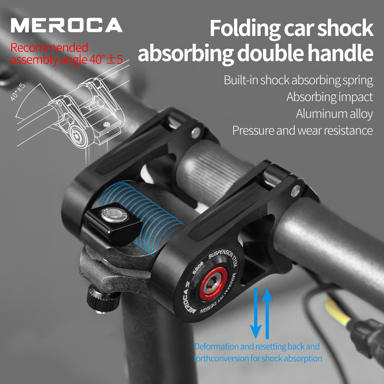 MEROCA Suspension Stem Folding Bike Handlebar Riser 45mm Aluminuim fit Brompton