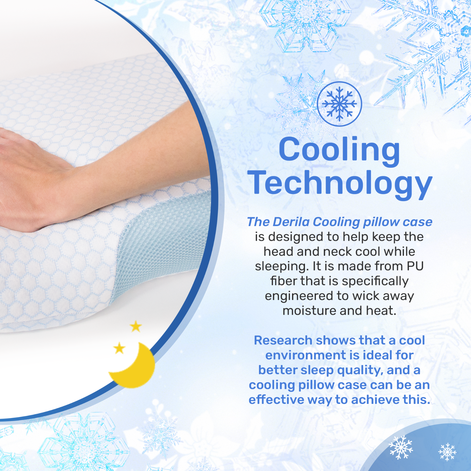 Derila® Cooling Pillowcase. Optimal Temperature Control for Perfect Sleep