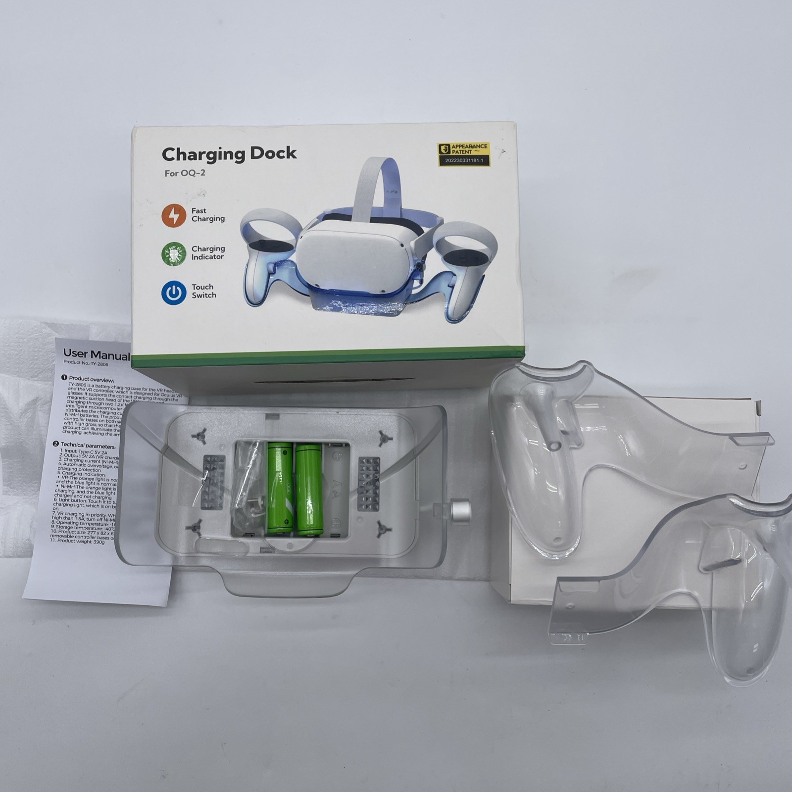 Enhanced Fast Charging Dock with LED Light Touch Switch for Oculus Quest 2