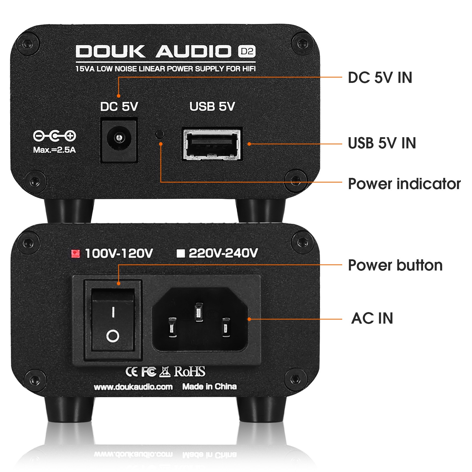 HiFi USB/DC Linear Power Supply 5V/12V Ultra Low Noise for Headphone Amp, DAC