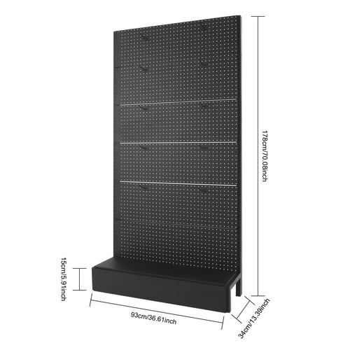 Black Metal Peg Board Display Stand Retail Display Rack Display Stand With Hooks