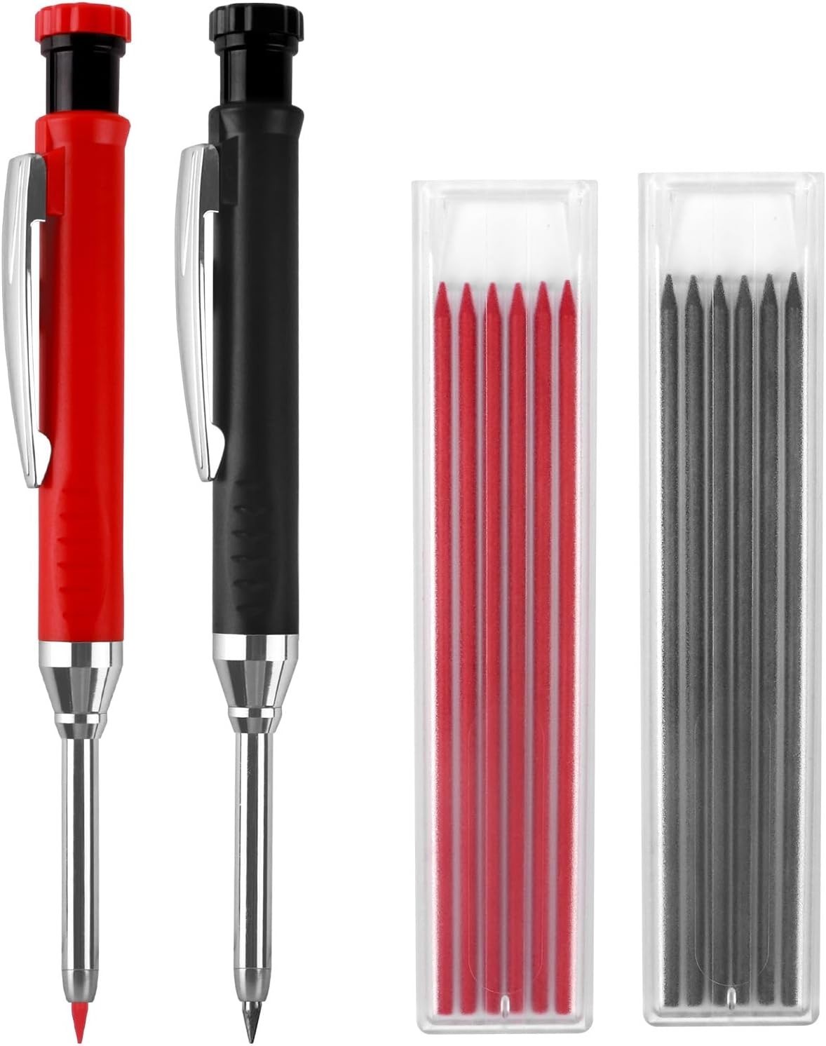 2PCS Carpenter Pencils with Sharpener Heavy Duty Woodworking Tools Mechanical...