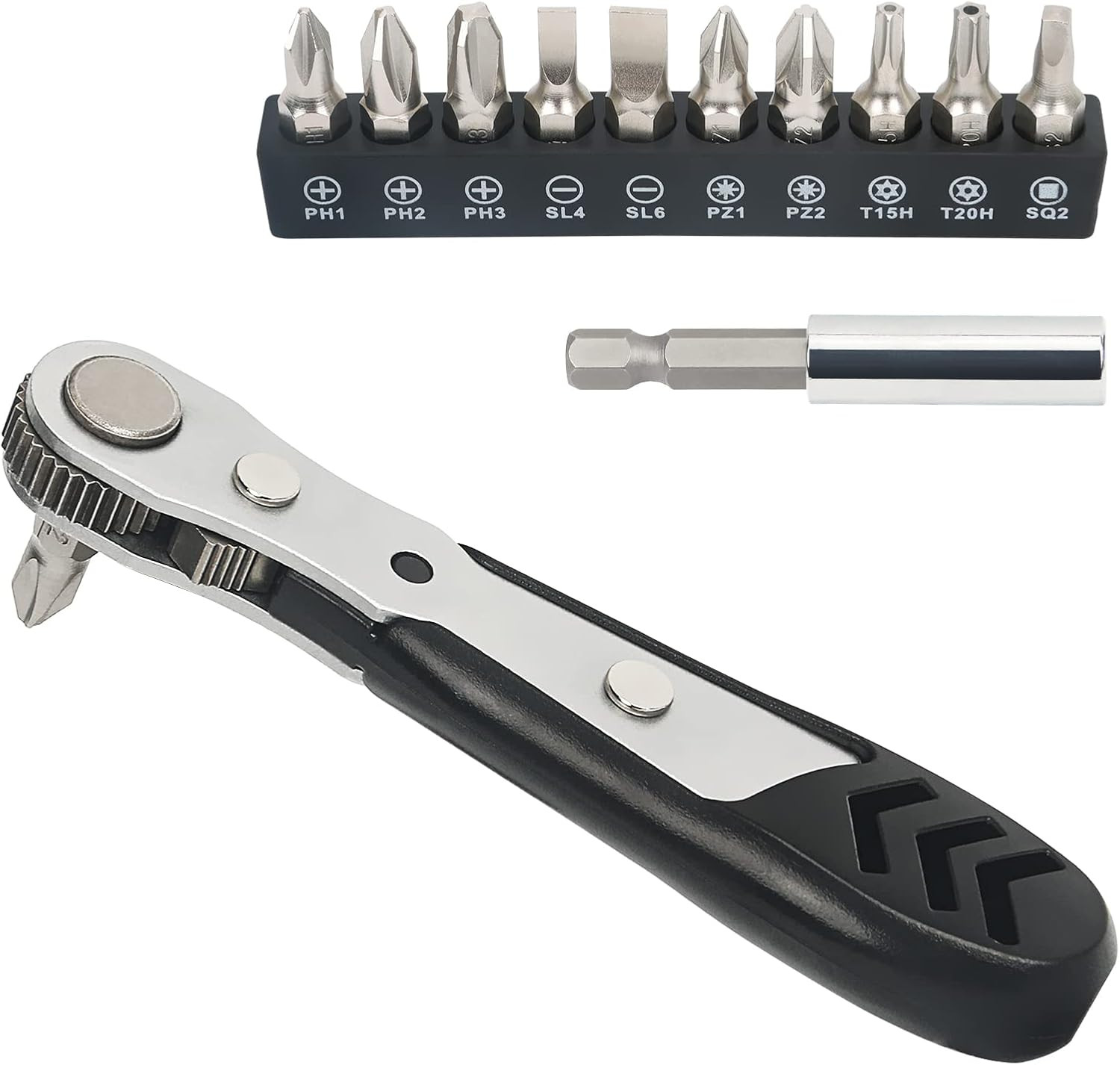 Mini Ratchet Set 12-Piece 1/4 Right Angle Screwdriver Set - Small Ratcheting Wre