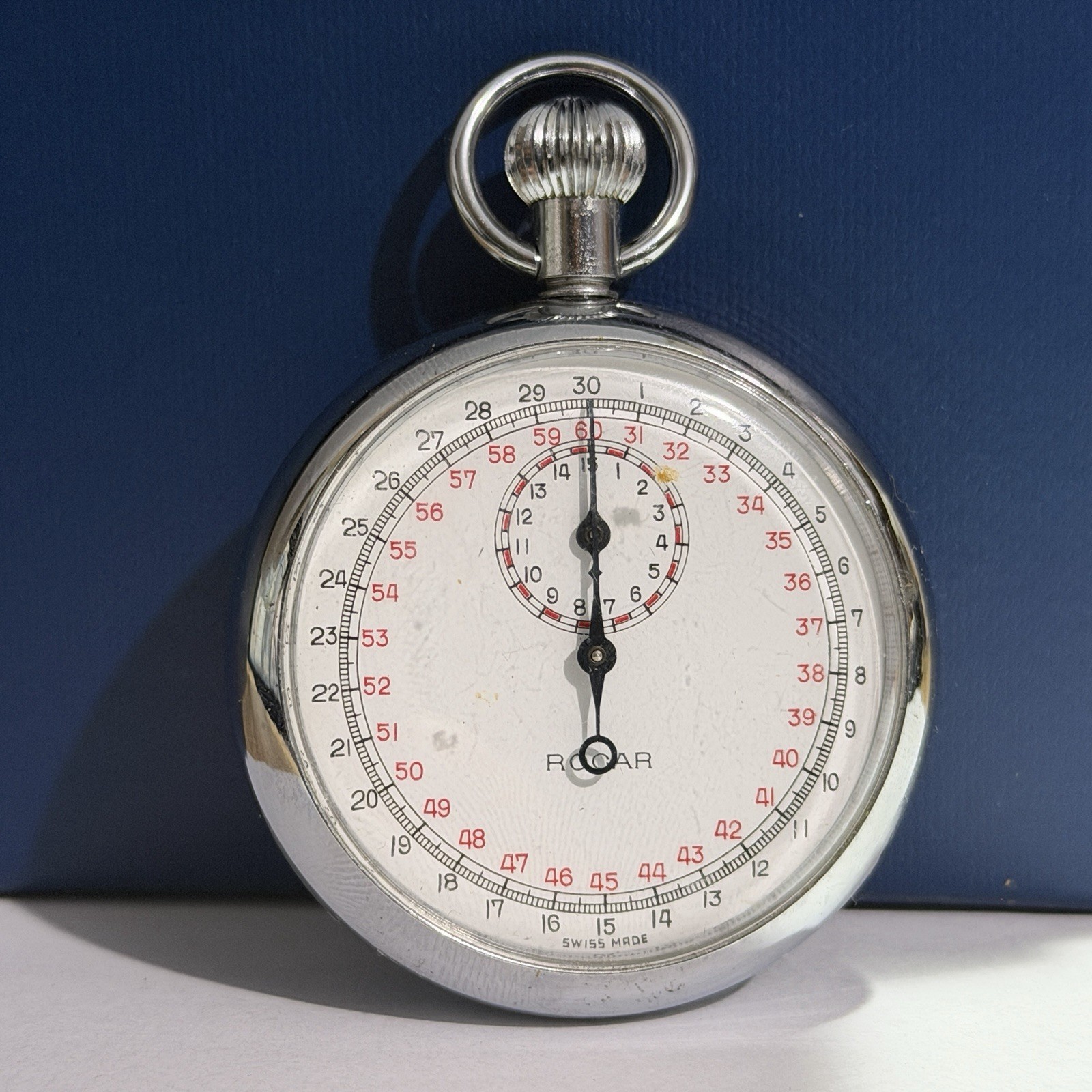 Vintage Roamer Swiss Made Mechanical Stopwatch – Working – Original Leather Case