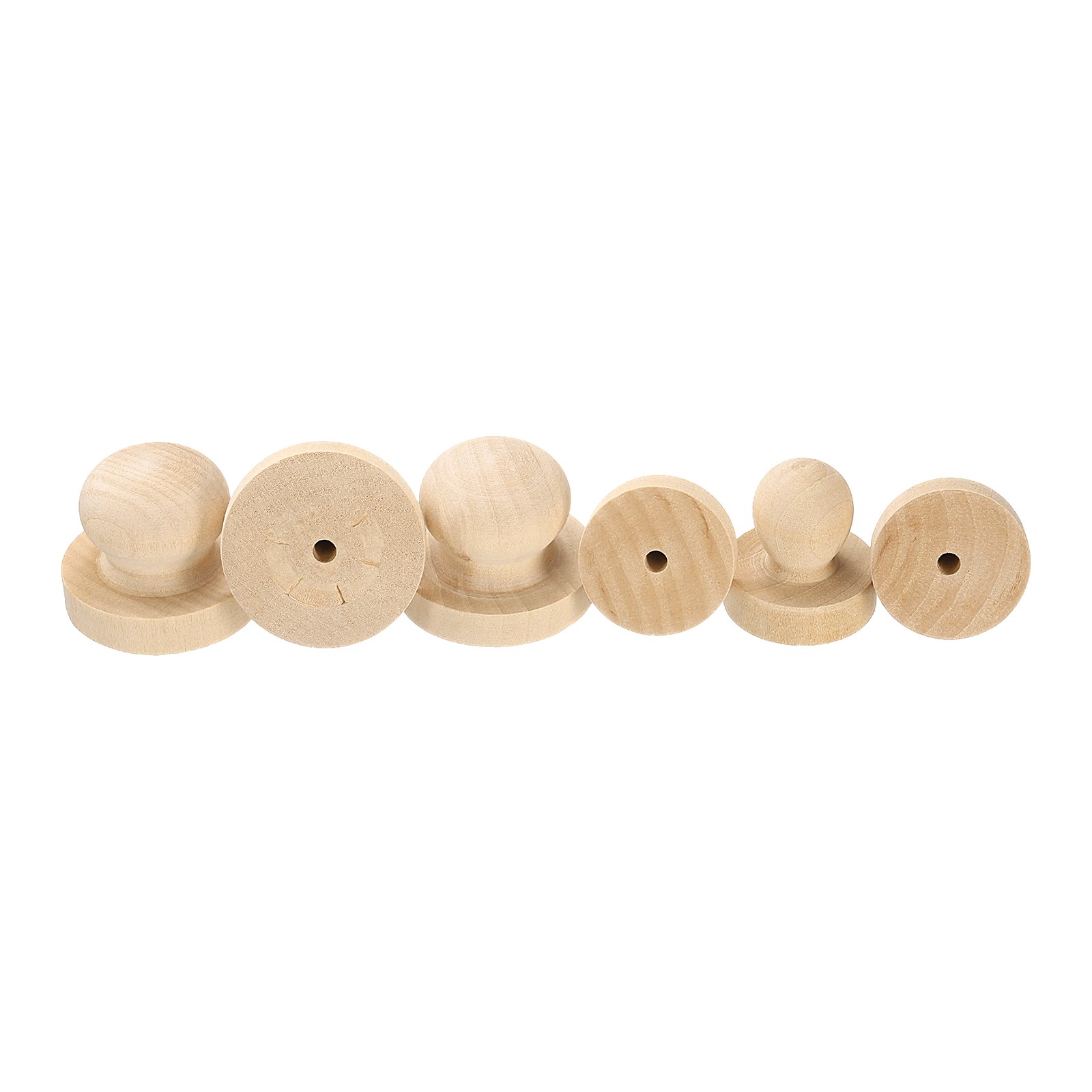 38mm Stamp Wood Round Handle, 5Pcs Wooden Knobs Stamp Mounts Drawer Pulls
