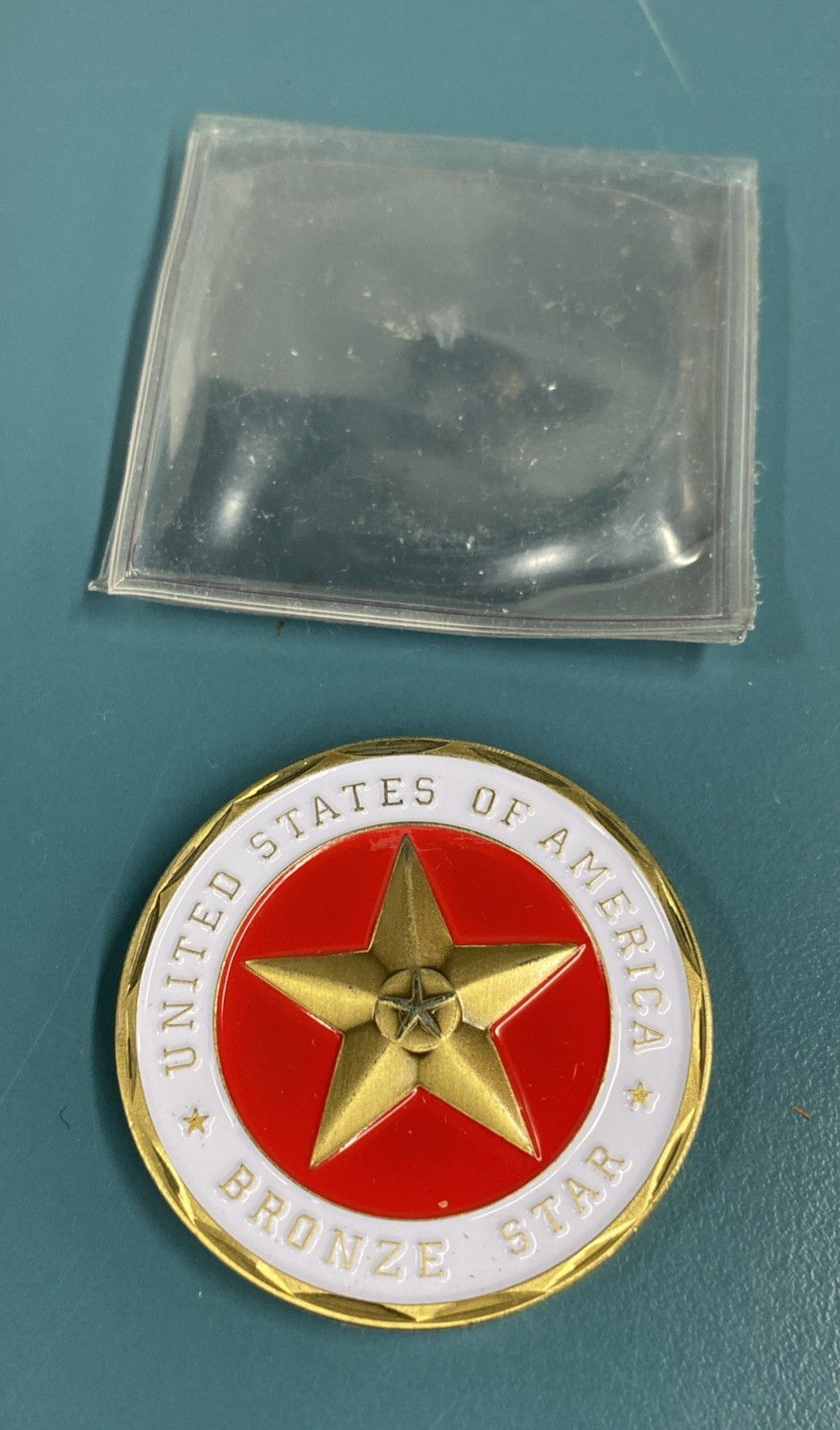 Vintage Military Bronze Star Challenge Coin Heroism in Action Against Enemy