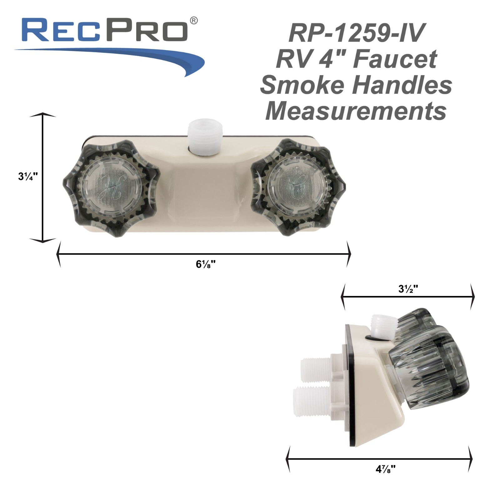 RecPro RV Shower Valve | 4 Inch Shower Diverter | Ivory with Dual Knobs